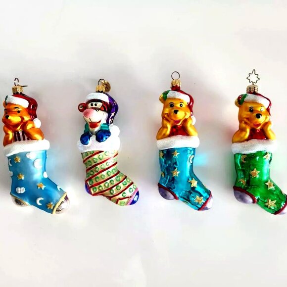 Authentic Christopher Radko Disney WINNIE THE POOH Green Stocking Glass Ornament - Picture 7 of 7